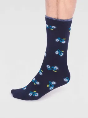 Teri Bamboo Bike Socks - Navy