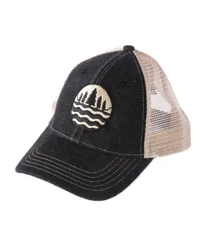 The Great Lakes State Denim Mesh Back Emblem Hat - Black