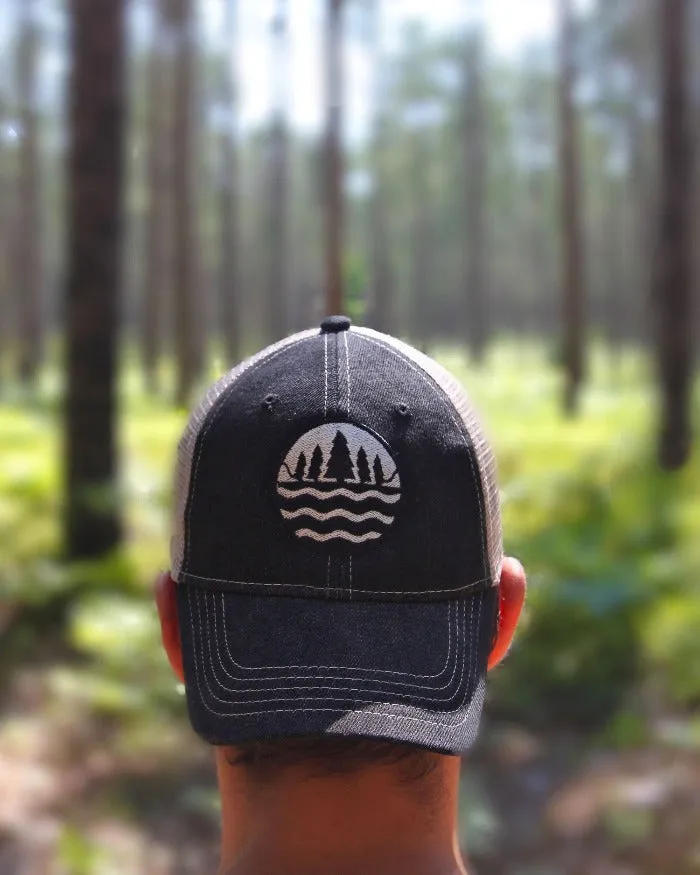 The Great Lakes State Denim Mesh Back Emblem Hat - Black