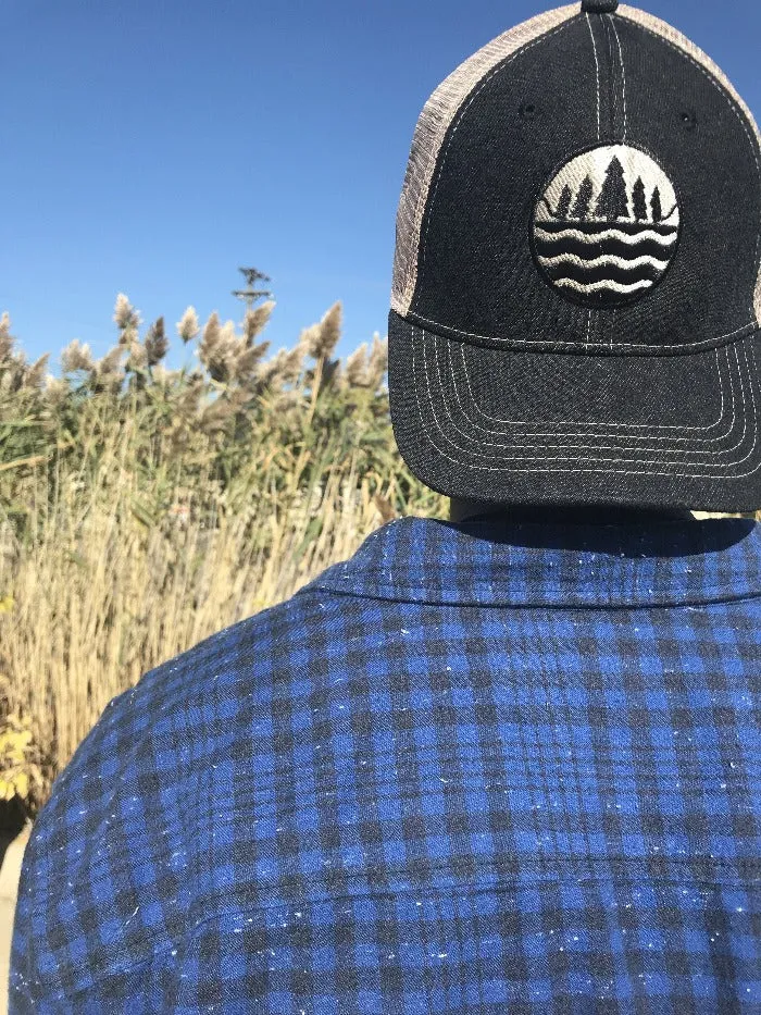 The Great Lakes State Denim Mesh Back Emblem Hat - Black