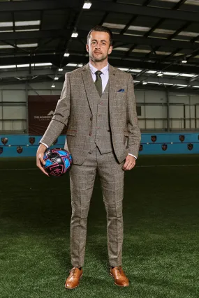 The WHU Collection - TED Tan Tweed Check Three Piece Suit As Worn By Lukasz Fabianski