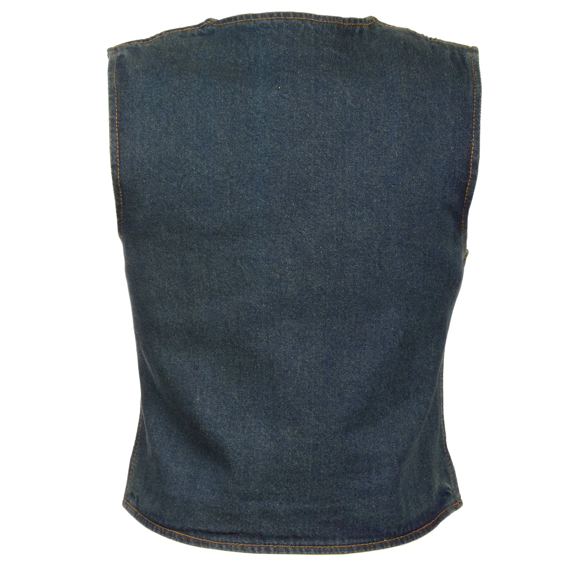 Women’s Zipper Front Denim Vest w/ V Neck Collar